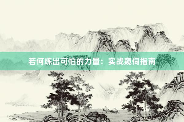 若何练出可怕的力量:实战窥伺指南